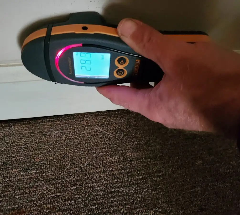 Moisture detection at baseboard during Storm Damage Restoration in Fort Hunt